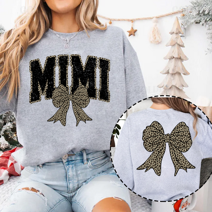 Mimi Leopard Bow Black And Grandkids Sweatshirt