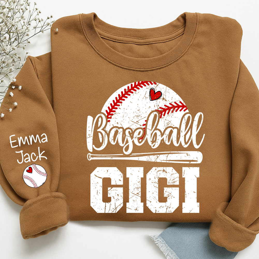 Custom Baseball Gigi Sweatshirt, Graphic Tee With Baseball And Heart Design for Gift Grandma And Kids
