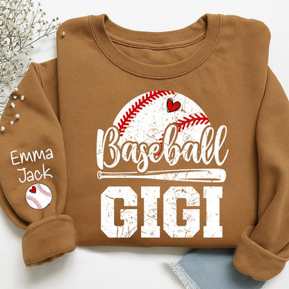 Custom Baseball Gigi Sweatshirt, Graphic Tee With Baseball And Heart Design for Gift Grandma And Kids