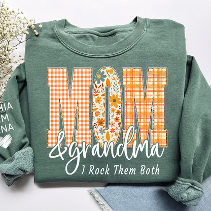 Custom Fall Mom & Grandma I Rock Them Both Sweatshirt, Gift For Grammy And Her Grandchildren