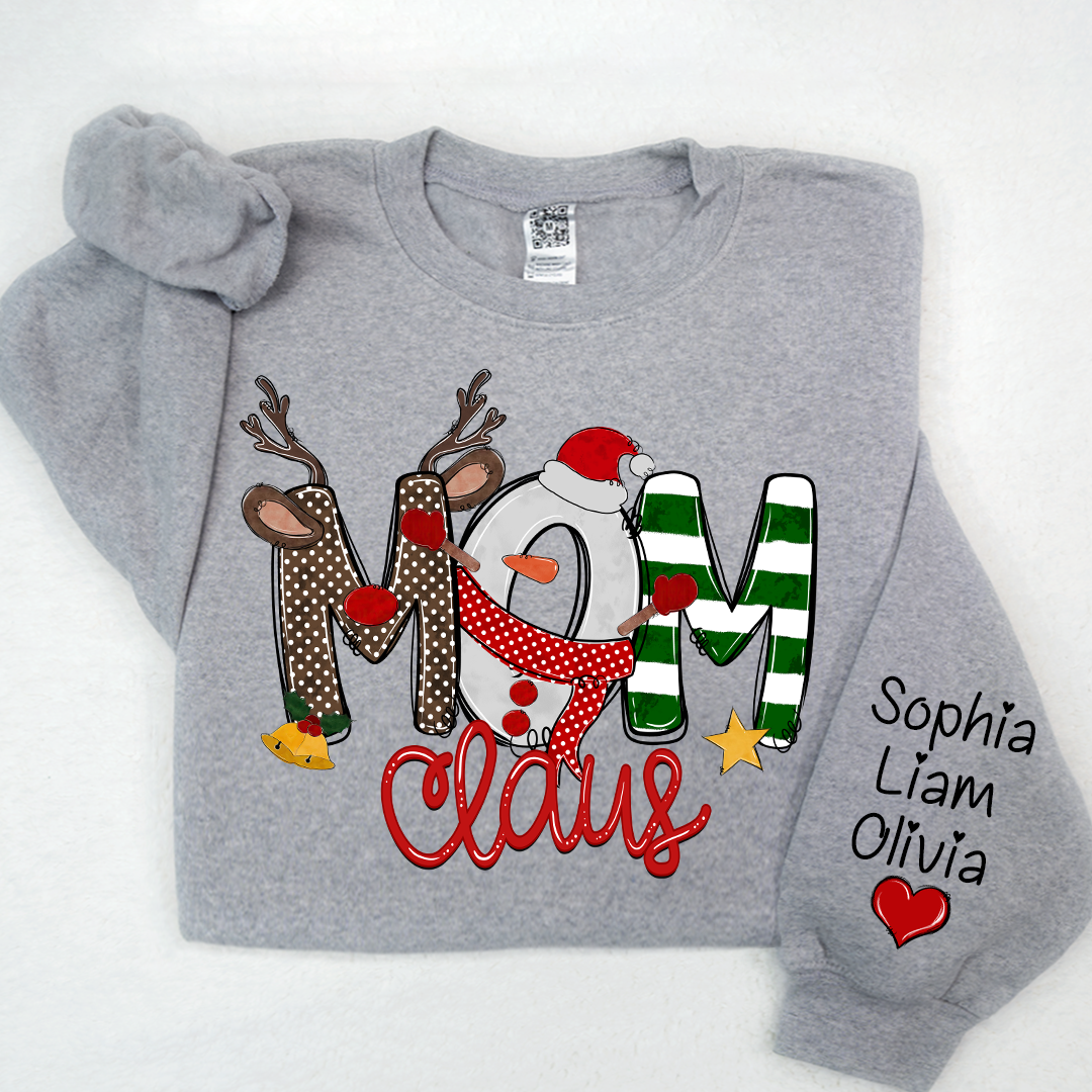 Mom Claus And Kids Christmas Shirt, Mother's Day Gift Mother Sweater LTP01