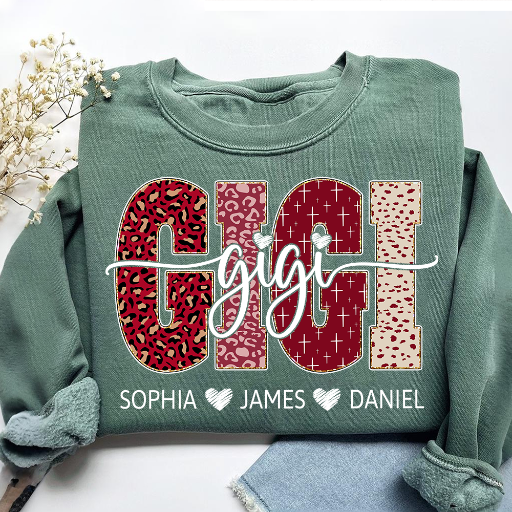 Personalized Gigi Sweatshirt with Kids Names, Valentine Grandma Gift Crewneck