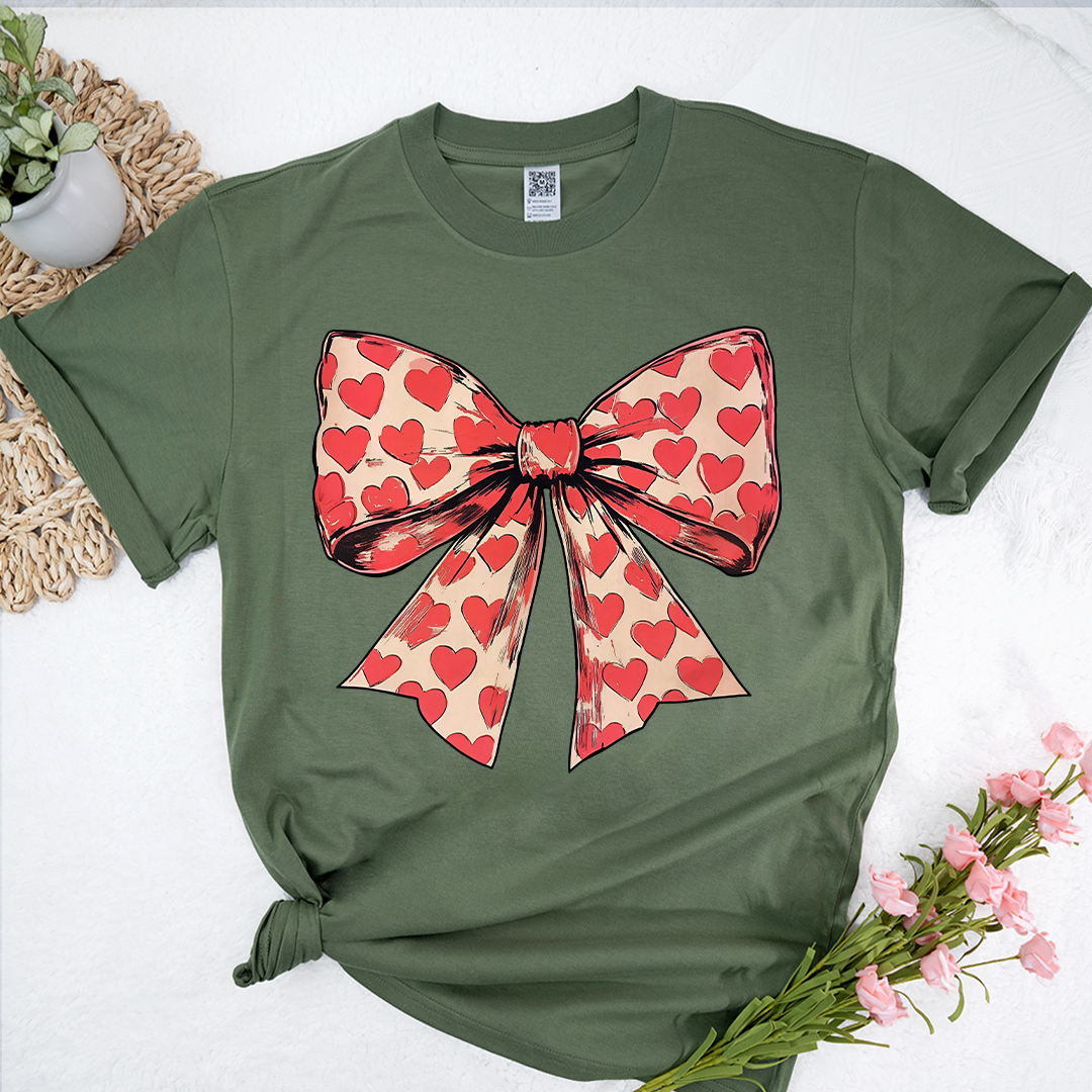 Valentine's day Heart Coquette Bow T-Shirt