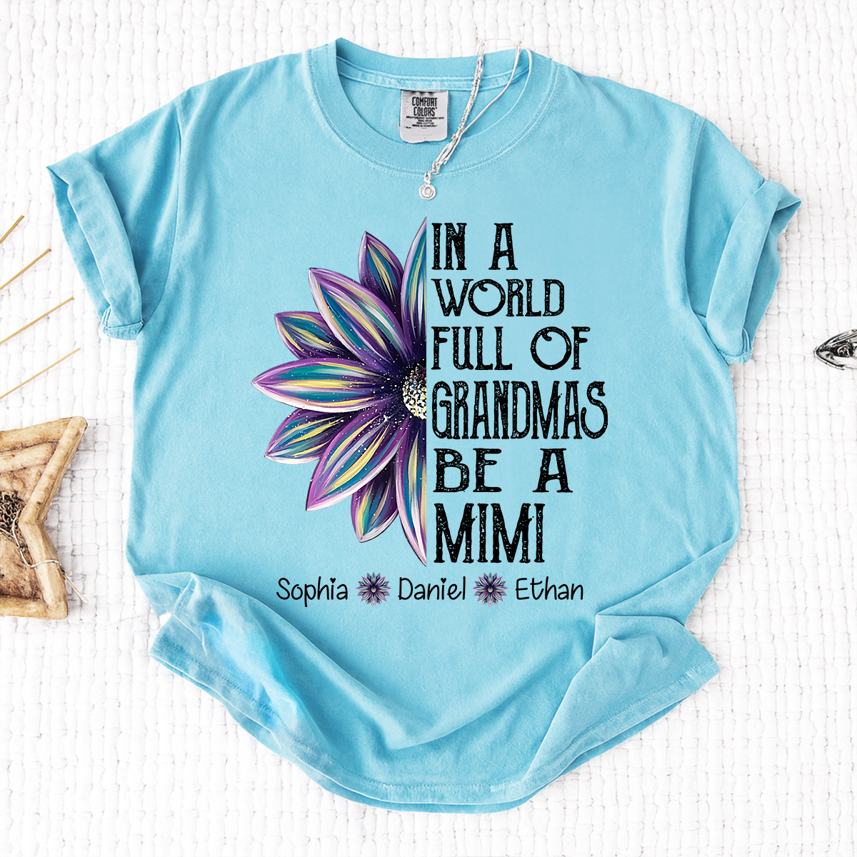Comfort Colors Personalized Mimi Shirt with Kids Names In a World Full of Grandmas Be a Mimi with Floral Graphic Custom Family Tee