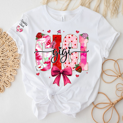 Valentine's Day Gigi T-shirt, Cute Heart Family Love Design For Gift Grandma