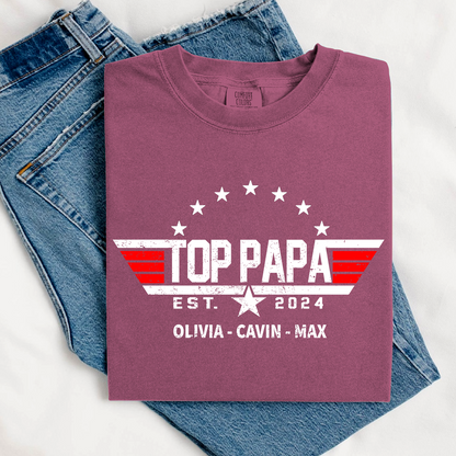 Comfort Colors® Custom Top Papa Est And Grandkids American 2025 T-Shirt