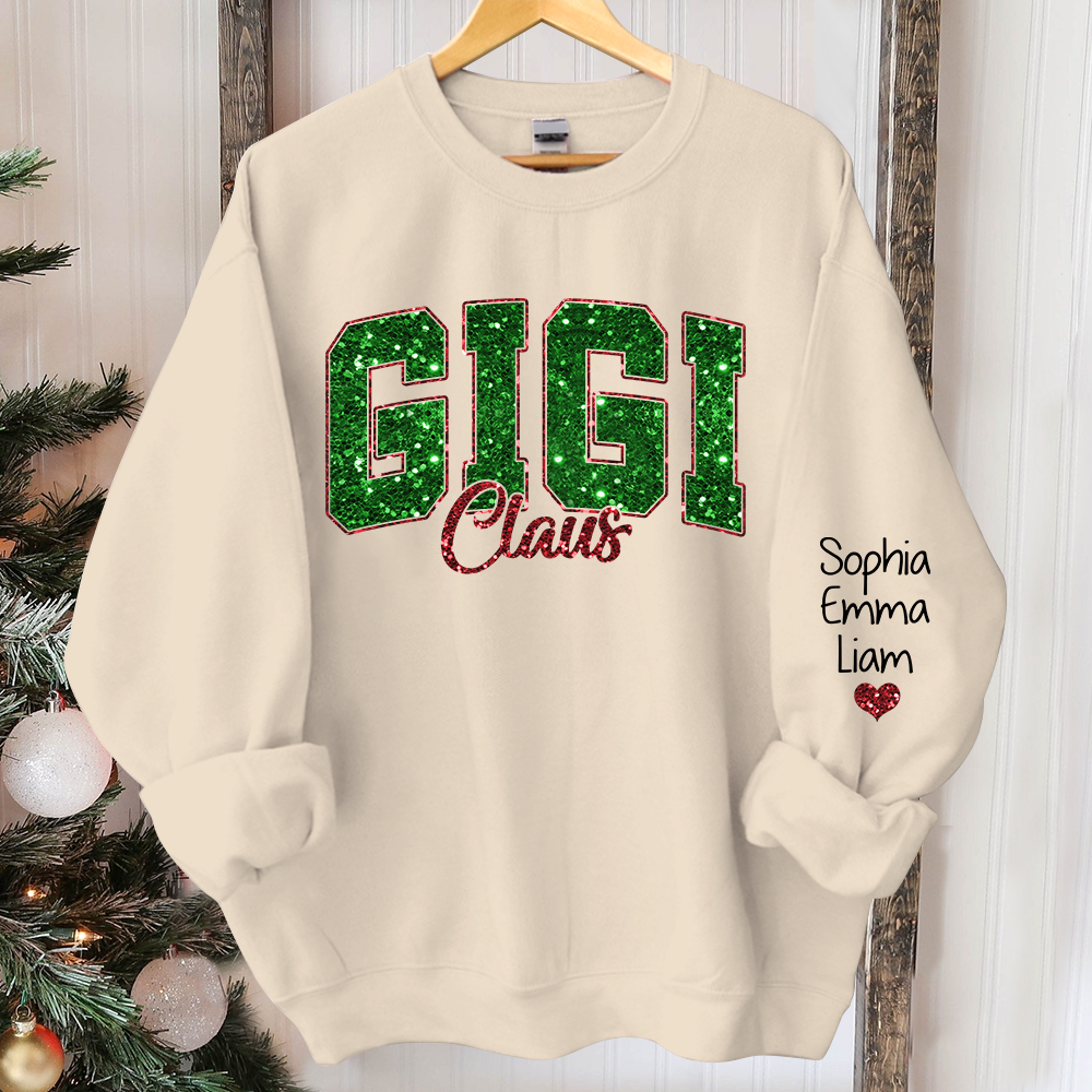 Custom Gigi Claus Green Christmas And Kids Sweatshirt