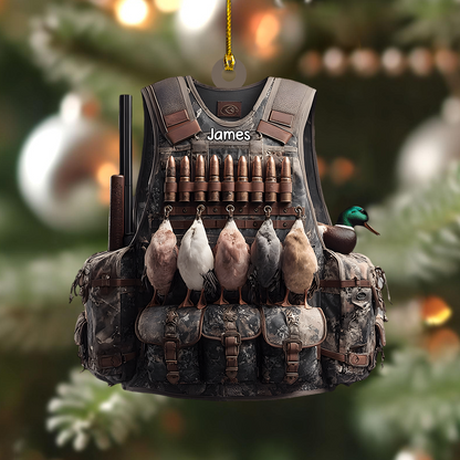 Personalized Duck Hunter Ornament 2025 – Custom Name Hunting Vest Christmas Ornament, Gift for Hunters & Outdoorsmen Ornament