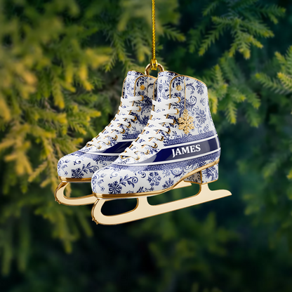Personalized Ice Skates Ornament – Custom Name Christmas Decor for Skaters & Winter Sports Lovers Ornament