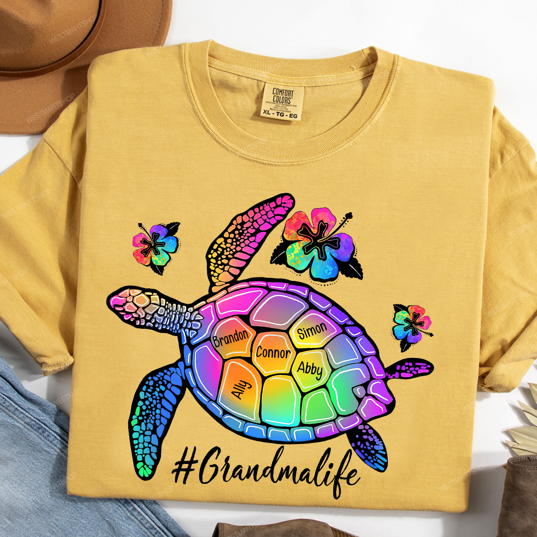 Comfort Colors® Grandma Life Turtle With Grandkids Summer T-Shirt, Gift For Grandma T-Shirt