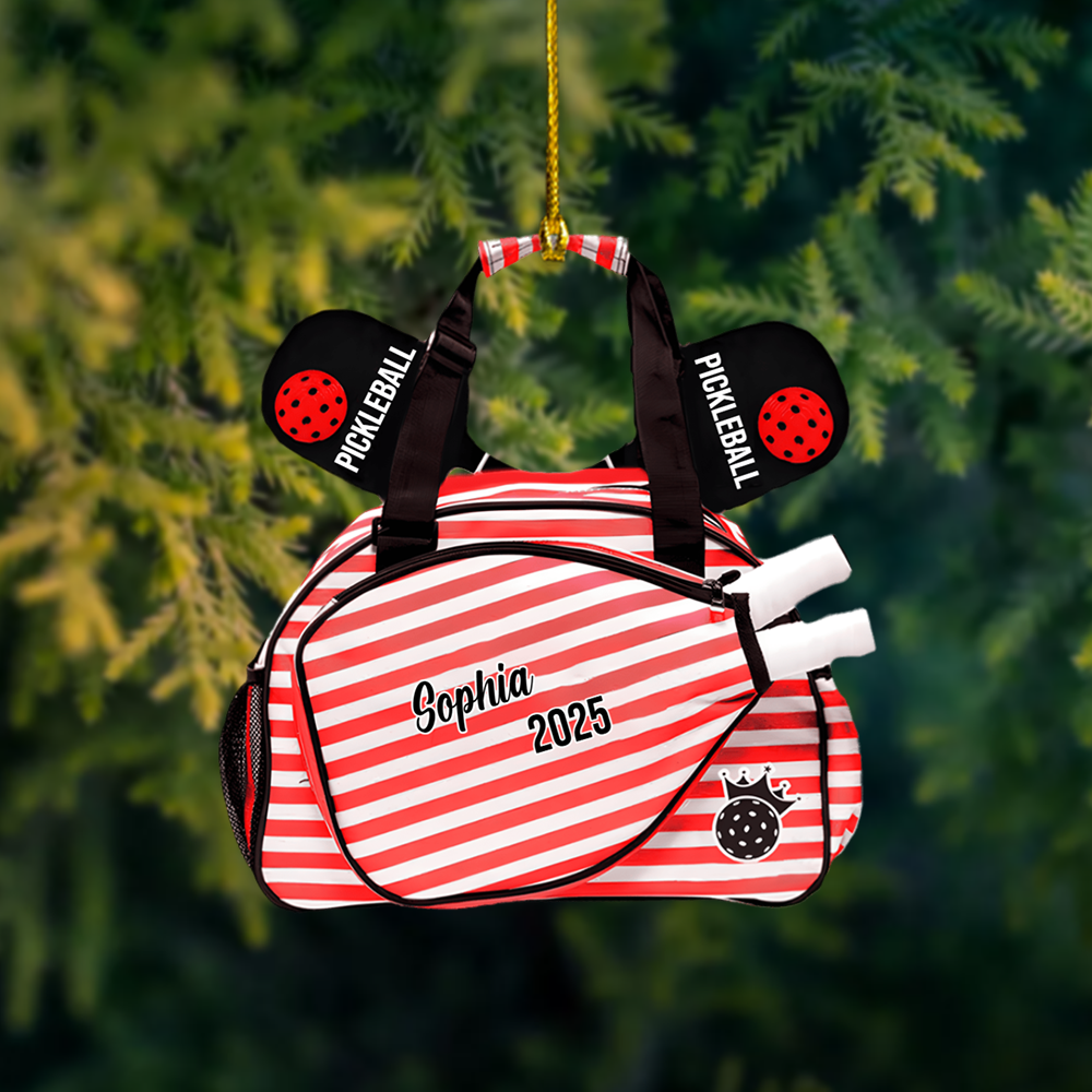 Personalized Pickleball Ornament 2025 – Custom Name Sports Bag Christmas Tree Decoration Gift Ornament