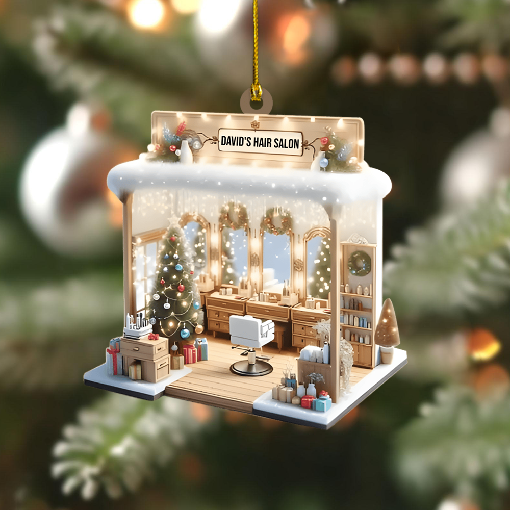 Personalized Hair Stylist Salon Ornament – Custom Name Beauty Studio Christmas Decoration, Gift for Hairdressers and Cosmetologists Ornament