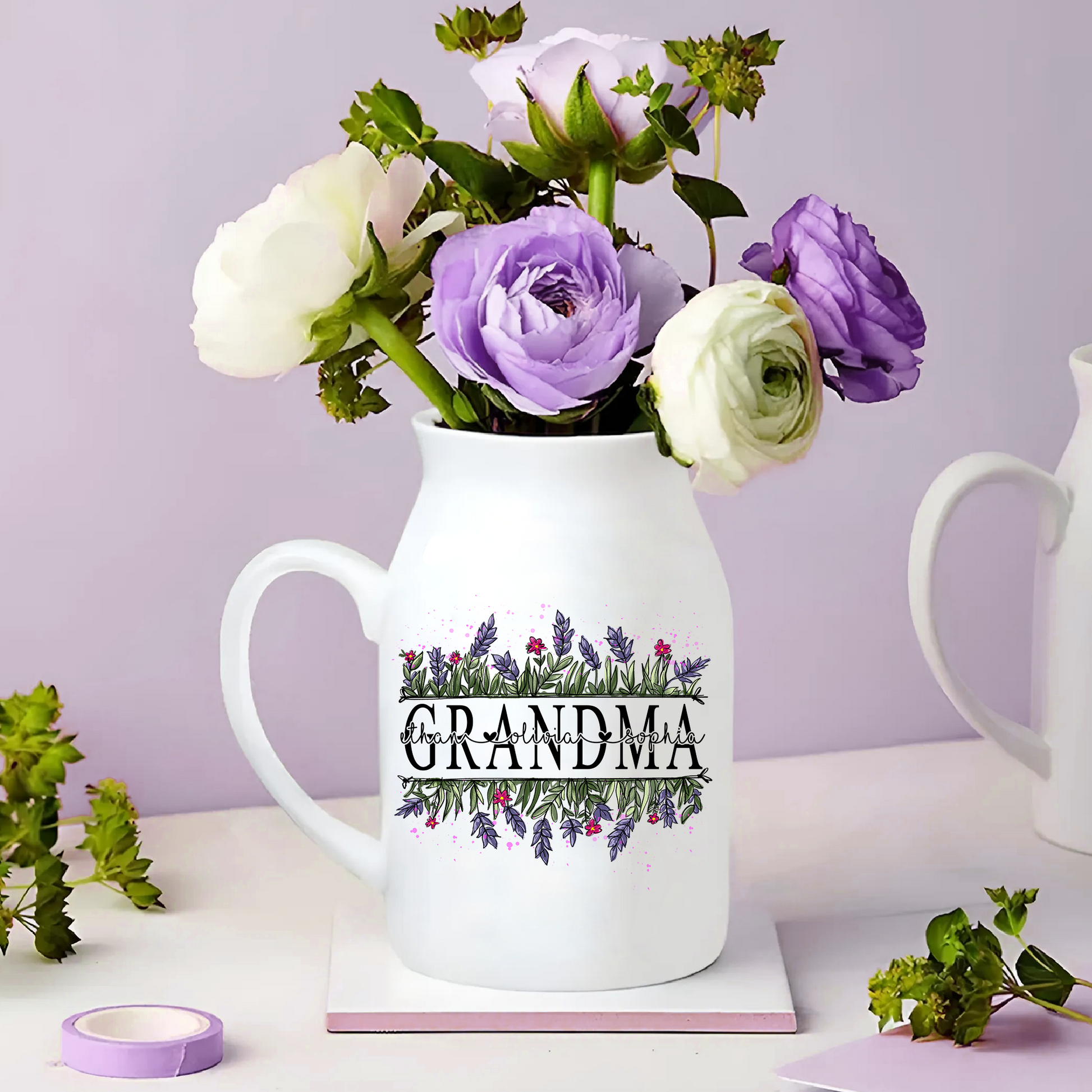 Flower Art For Grandma And Kids - Custom Home Decoration Flower Vase According To Family Requirements - Warm Gift For Mother's Day, Ceramic Flower Vase