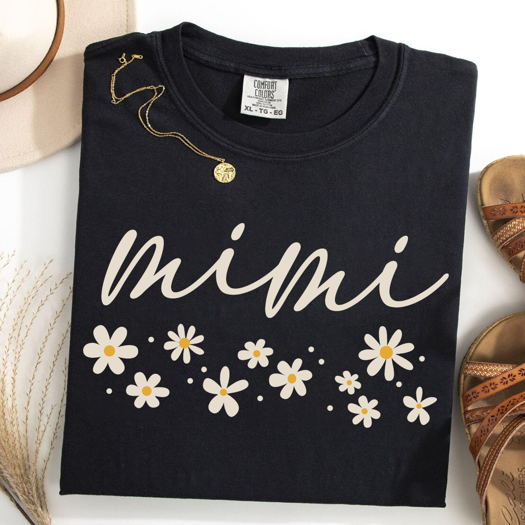 Comfort Colors® Floral Daisy T-Shirt, Custom Nicknames for Mimi And Kids