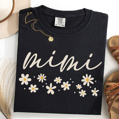 Comfort Colors® Floral Daisy T-Shirt, Custom Nicknames for Mimi And Kids