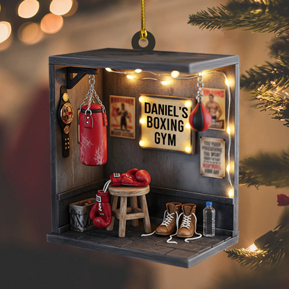 Personalized Boxing Gym Ornament 2025 – Custom Name Sports Christmas Decoration for Boxers and Fitness Lovers Ornament