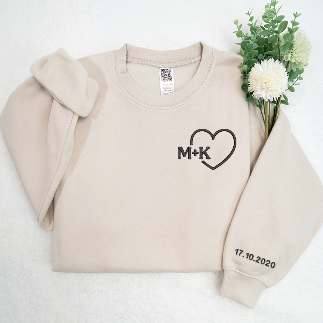 Personalised Embroidered Couples Gift, Couple Matching Personalised Sweatshirt TH
