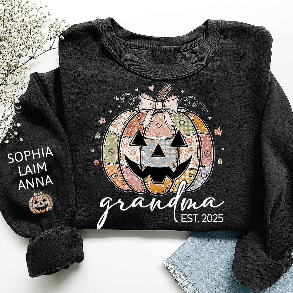 Personalized Floral Pumpkin Mimi Gifts, Floral Patchwork Mimi, Gifts for Grandma and Kids