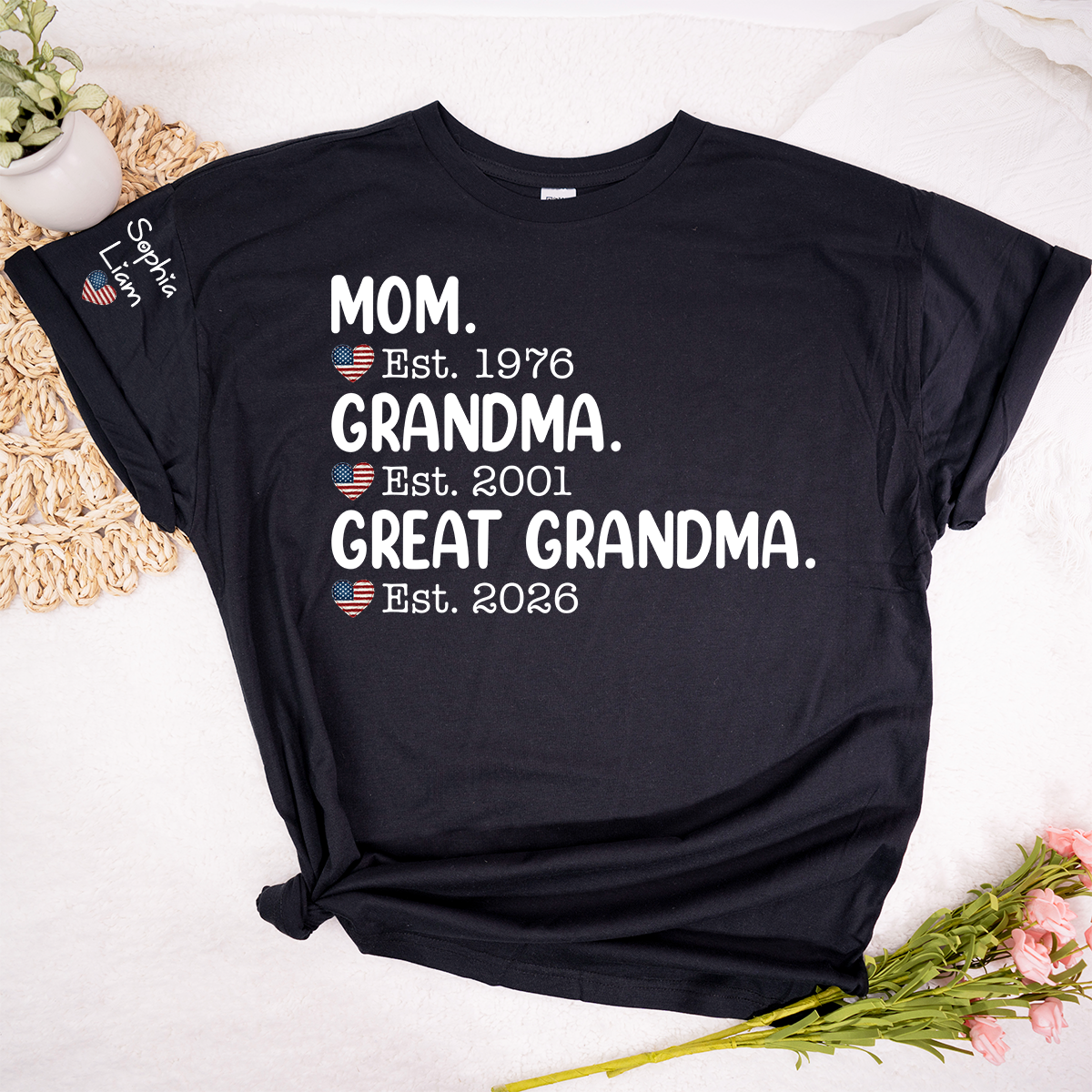 Mom Grandma Great Grandma T Shirt, Est Year Custom Shirt, Personalized Family Gift with Names, Meaningful Gift for Mother Grandmother