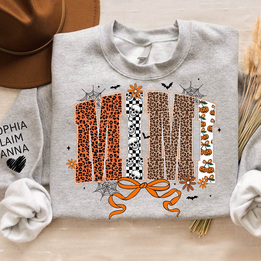 Personalized Coquette Halloween Mimi, Gift for Grandma with Leopard And Custom Name