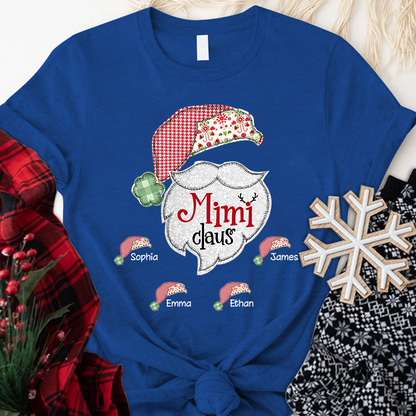 Custom Mimi Claus With Grandkids Christmas T-Shirt
