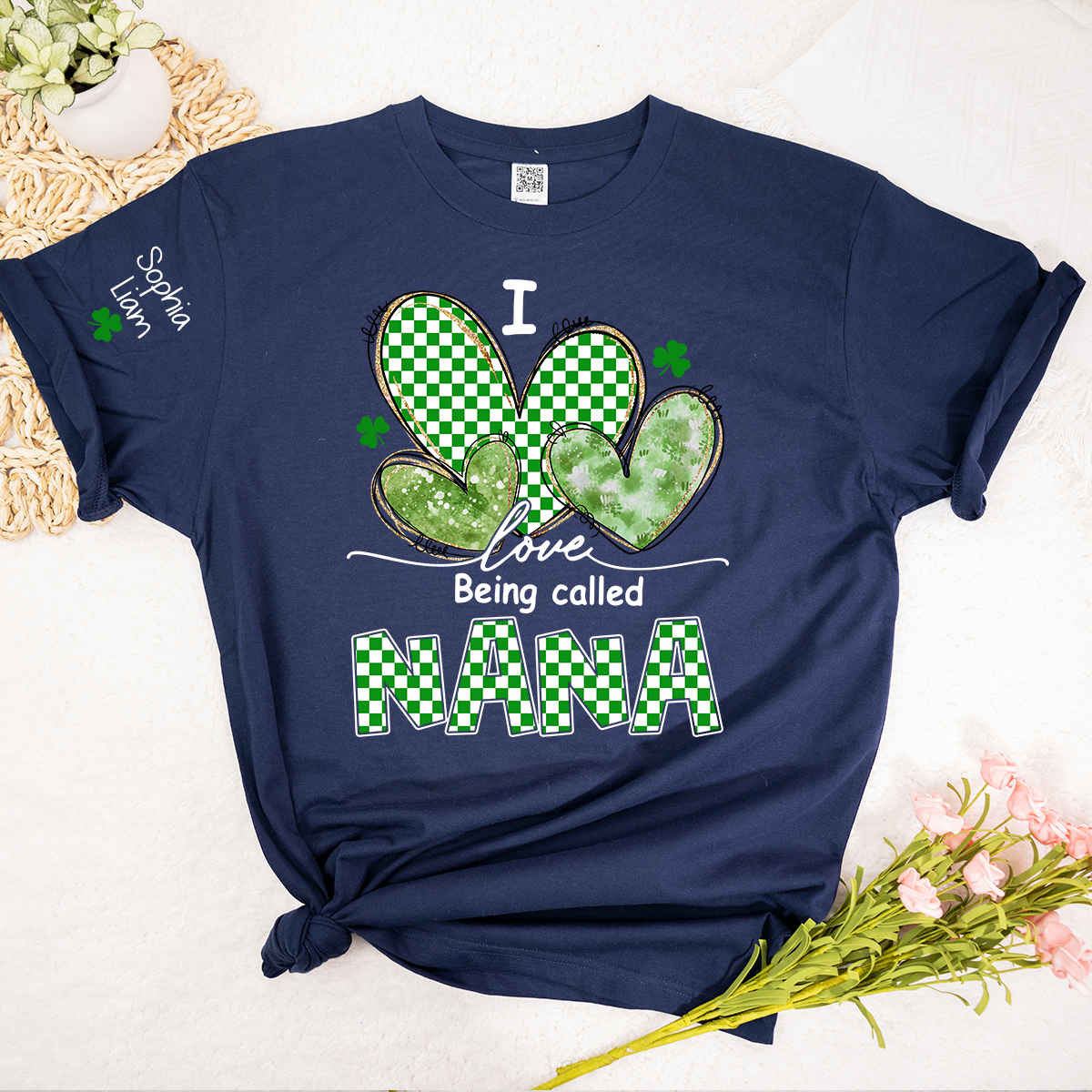 I Love Being Called Nana Shamrock Shirt, St Patricks Day Grandma T Shirt with Green Hearts, Cute Nana Gift for Spring Holiday
