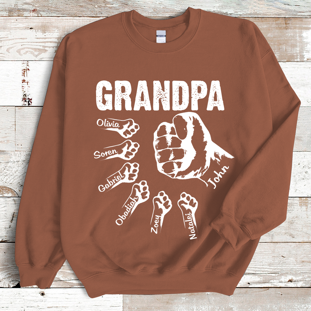 Personalized Grandpa with Grandkids Hand to Hands Sweatshirt