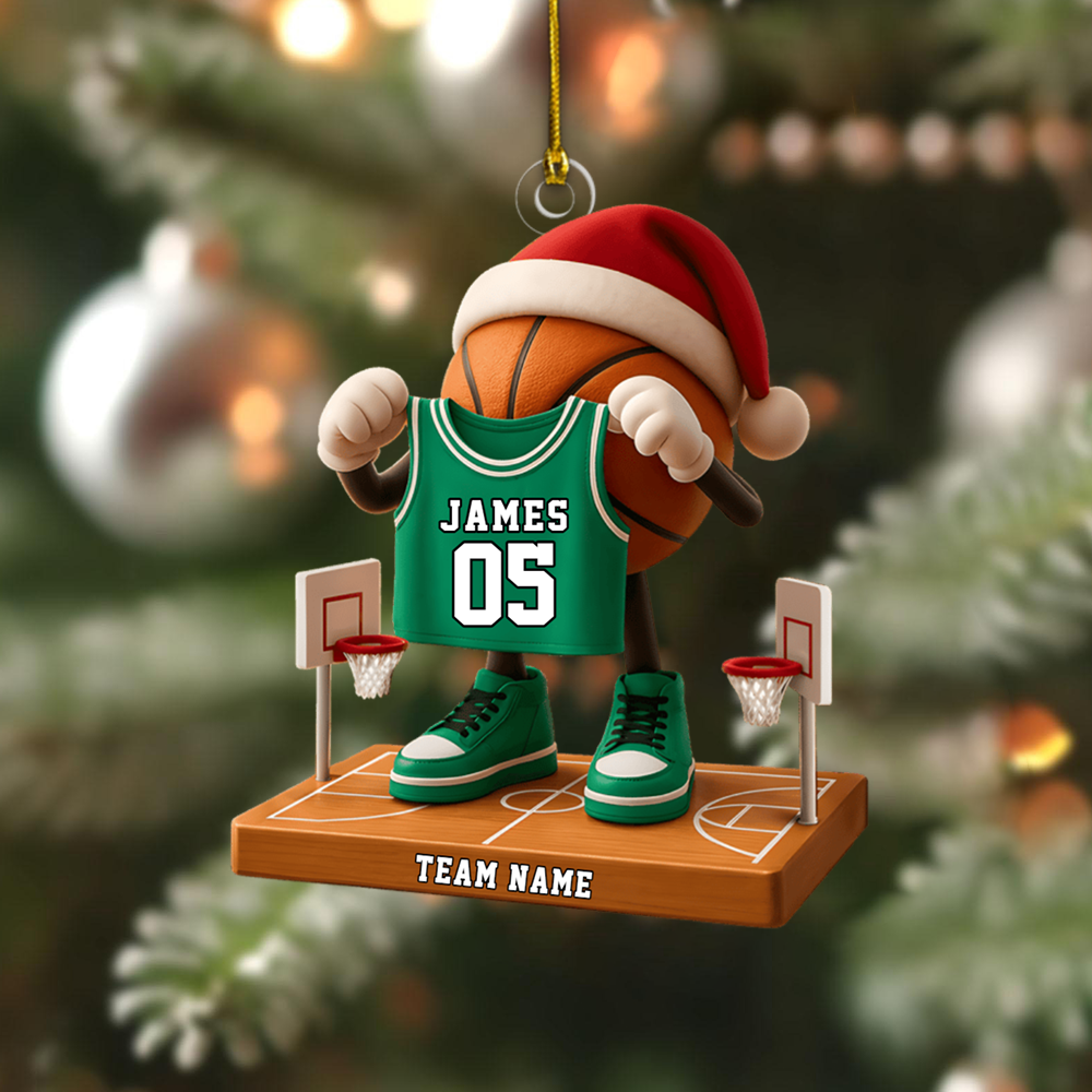 Personalized Basketball Ornament – Custom Name, Jersey Number & Team Name Christmas Decoration for Basketball Players Ornament