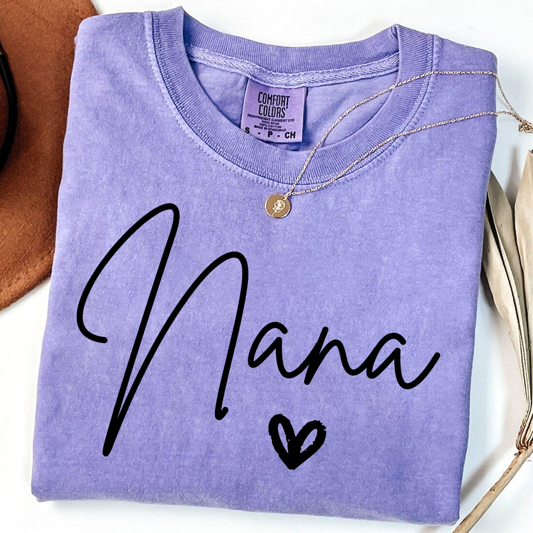 Comfort Colors® Nana Heart, Custom Gifts for Grandma and Grandchild