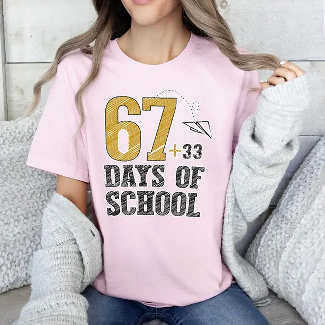 67 Days of School Shirt, Teacher Countdown Tee, Back to School Teacher Shirt, Funny School Days T-Shirt for Educators