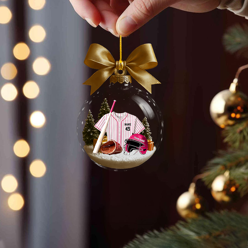 Custom Baseball Christmas Ornament – Personalized Name & Team Jersey Snow Globe Ornament 2025 Ornament