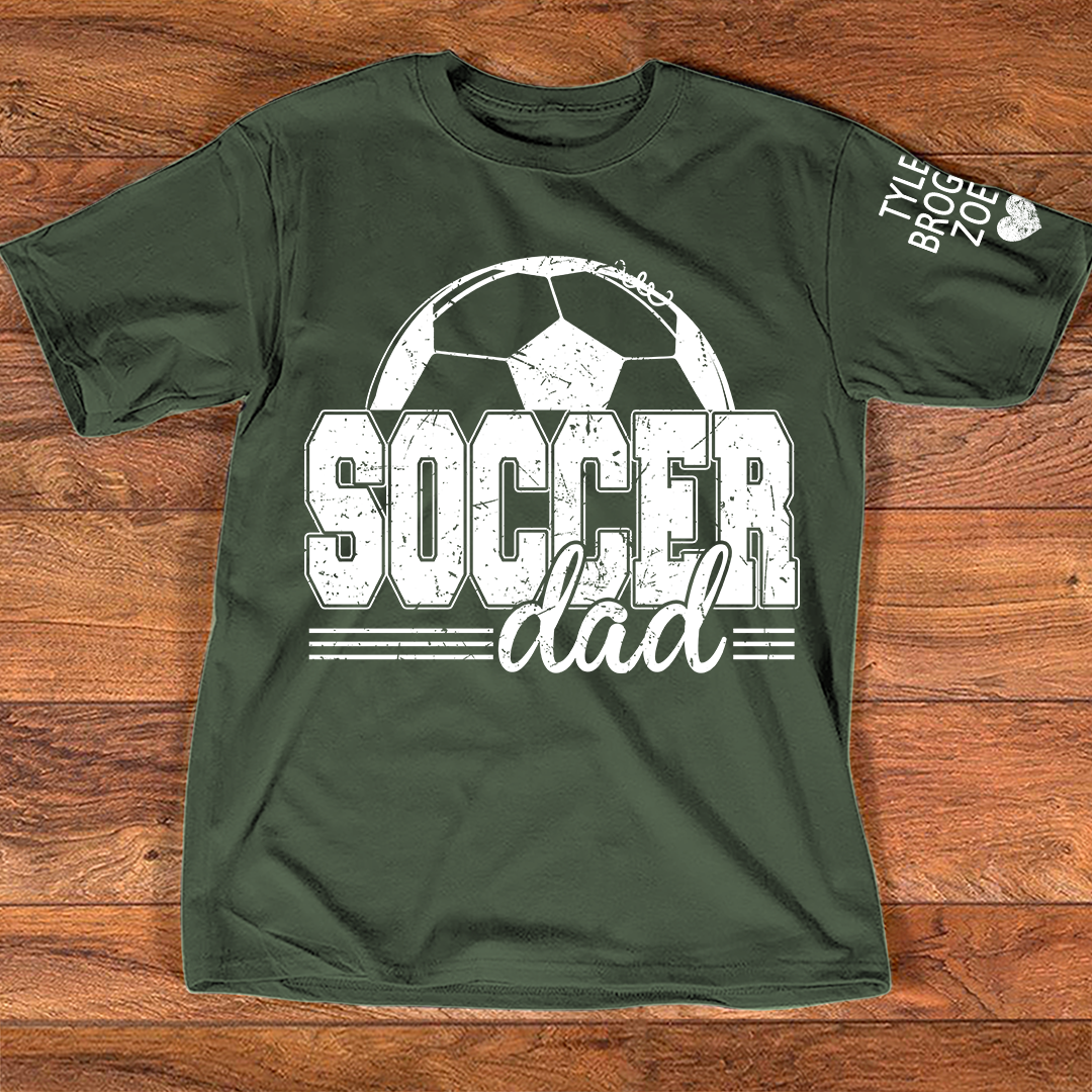 Personalized Soccer Dad T-Shirt, Soccer Papa with Names, Football Gift for Dad And Kids