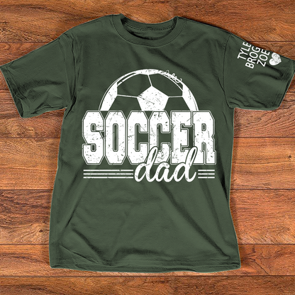 Personalized Soccer Dad T-Shirt, Soccer Papa with Names, Football Gift for Dad And Kids