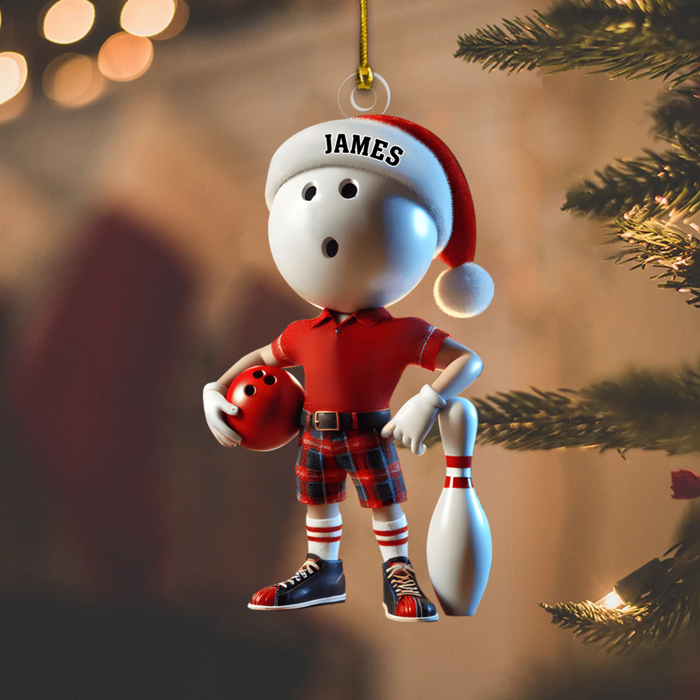 Personalized Bowling Player Ornament – Custom Name & Color Christmas Gift for Bowlers 2025 Ornament