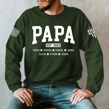Custom Grandpa Est With Kids, Father's Day Gift Sweatshirt