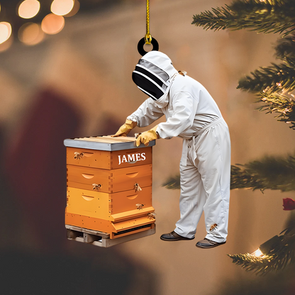Personalized Beekeeper Ornament 2025 – Custom Name Beekeeping Christmas Ornament, Gift for Bee Lovers & Apiarists Ornament