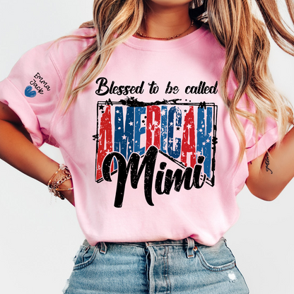 Blessed to Be Called Mimi Shirt, Personalized Mimi T-Shirt with Custom Names and Patriotic Design