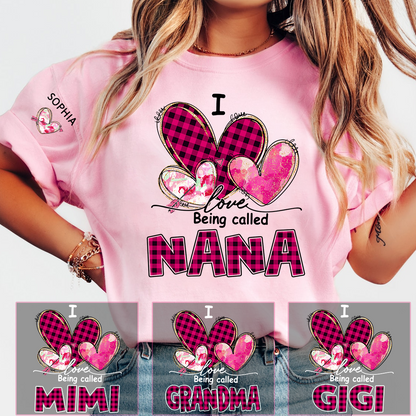 I Love Being Called Mimi Pink Tone Design, Grandma Tshirt Personalized with Kids Name
