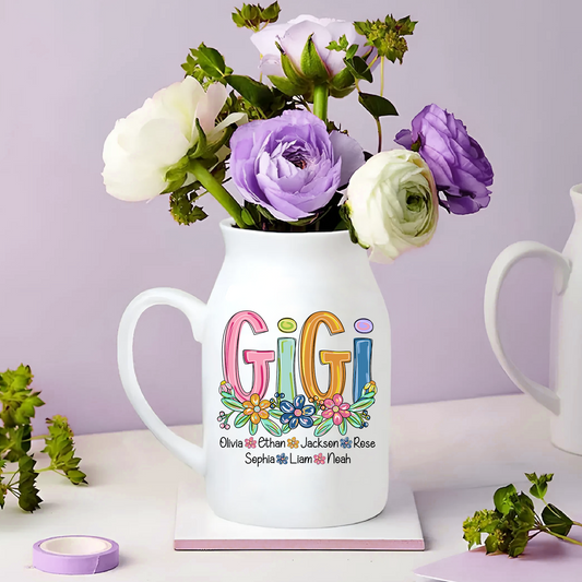 Color Cyan Flower For Gigi And Kids - Custom Home Decoration Flower Vase According To Family Requirements, Ceramic Flower Vase