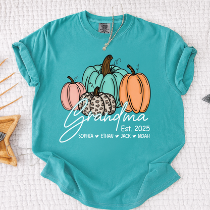 Comfort Colors® Fall Pumpkin Grandma Shirt, Personalized Autumn Gift for Grandma