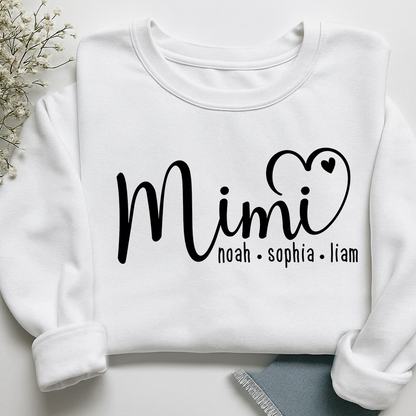 Personalized Mimi Sweatshirt, Custom Name Est. 2025 Grandma Holiday Gift