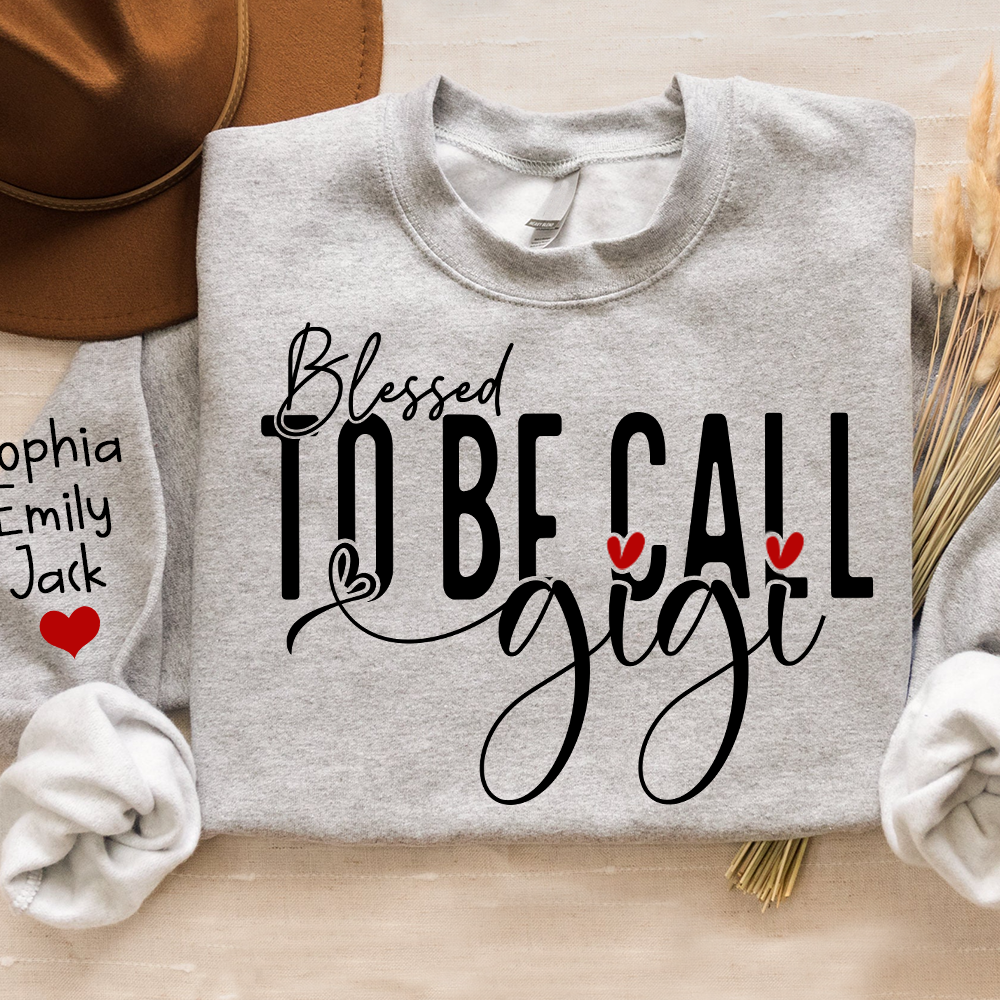 Personalized Blessed To Be Call Gigi Name Crewneck Sweatshirt, Custom Grandma And Kids