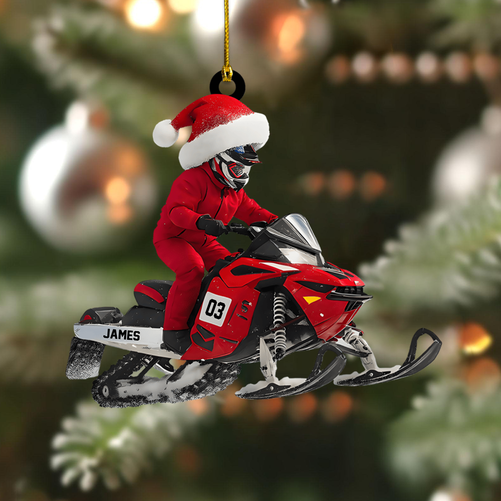 Personalized Snowmobile Ornament 2025 – Custom Name & Number Christmas Ornament, Unique Gift for Snowmobilers & Riders Ornament
