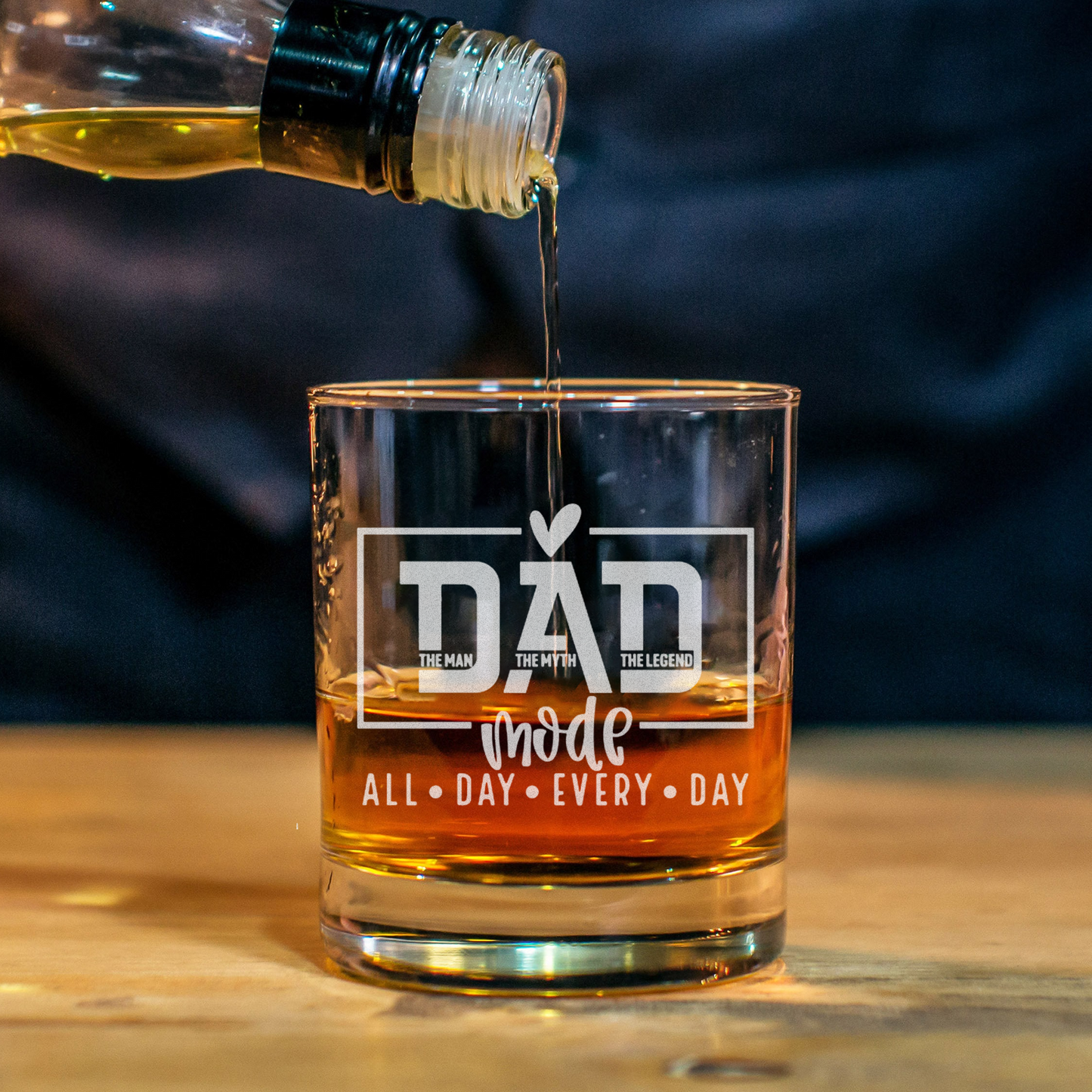 Dad Mode All Day Every Day - Daddy And Kids Whiskey Glass