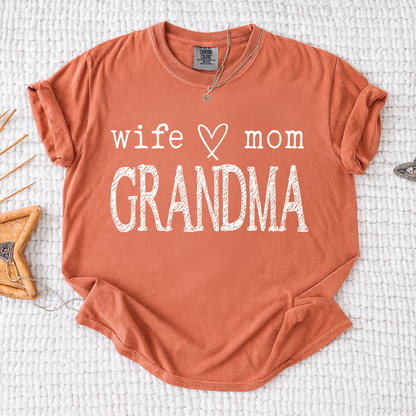 Comfort Colors® Personalized Grandma Shirt, Wife Mom Grandma T-Shirt with Family Names, Great Gift for Nana