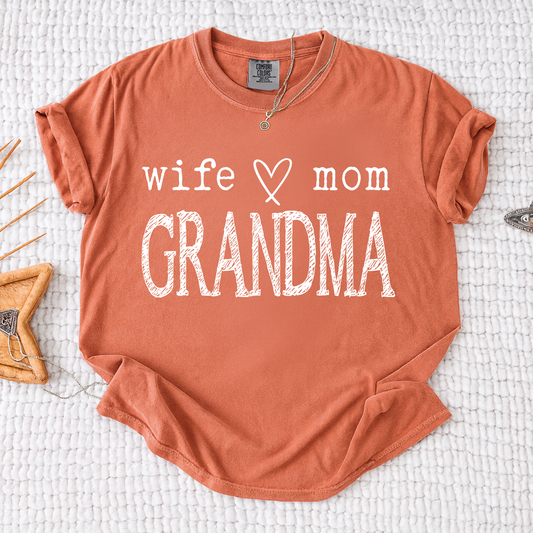 Comfort Colors® Personalized Grandma Shirt, Wife Mom Grandma T-Shirt with Family Names, Great Gift for Nana