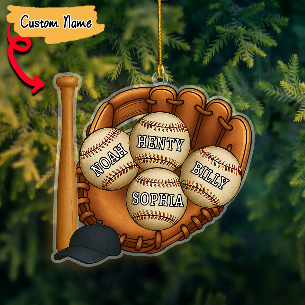Personalized Christmas Baseball Ornament, Custom Kid's Name