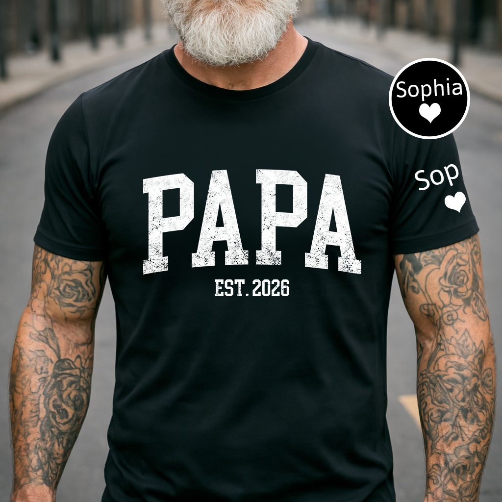 Papa T-Shirt – Personalized Name Custom Gift for Father Birthday Fathers Day