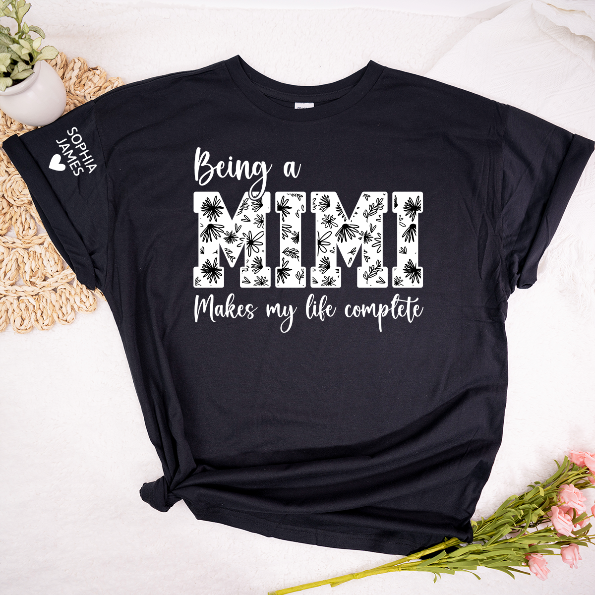 Being a Mimi Makes My Life Complete Shirt, Personalized Grandma T-Shirt, Cute Family Apparel for Mimi