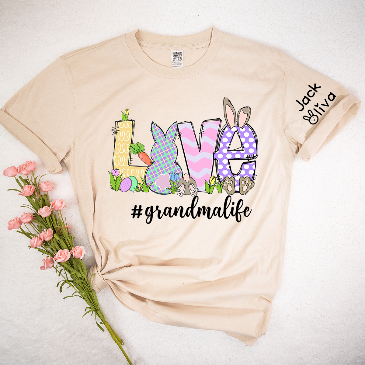 Personalized Love Grandma Life Bunny Easter T-Shirt